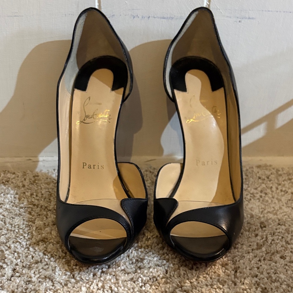 Christian Louboutin Elegant Black Peep-Toe Heels